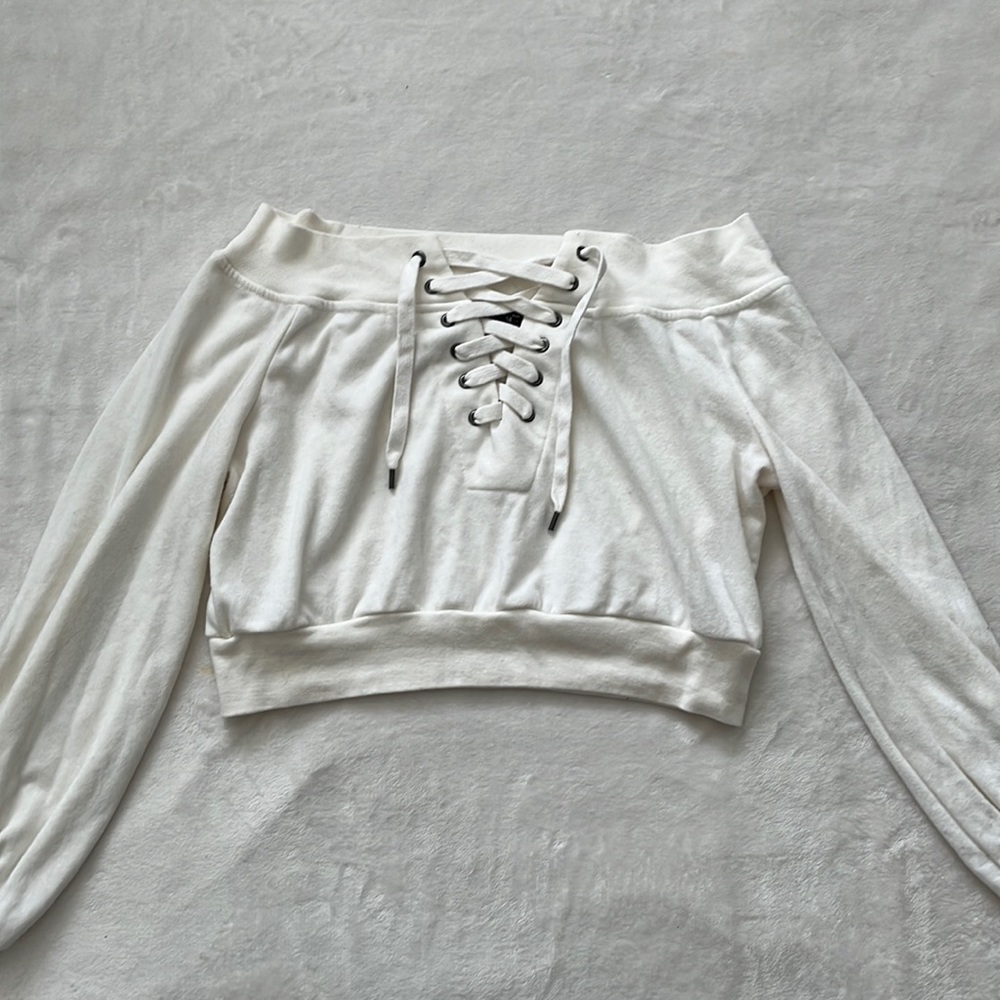 White Off the Shoulder Crop Top